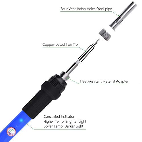 Wynhard Soldering Iron Kit Set 60W 220V Automatic Soldering Iron Kit Adjustable Temperature Control with 5 Bits Desoldering Pump Tweezers Tin Wire Tube Stand 6 Aid Tools in Carry Bag Soldering Machine - Image 2