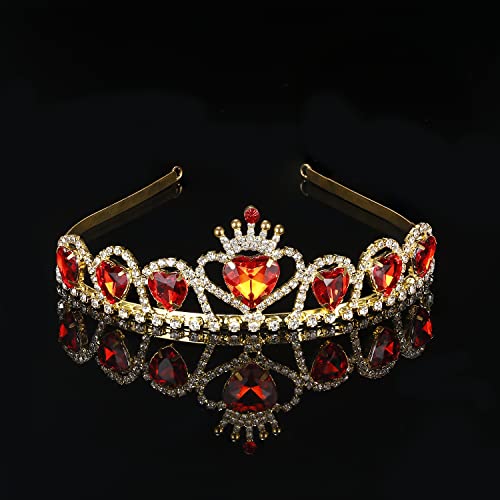KDLCY Evie Red Heart Tiara and Necklace Descendants 3, Gold Crown Jewelry Set Queen of Hearts Eive Costume for Girls Teens Halloween Parties - Image 2