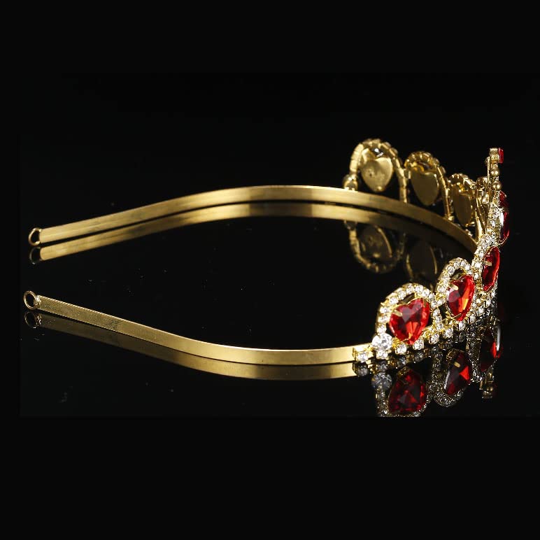 KDLCY Evie Red Heart Tiara and Necklace Descendants 3, Gold Crown Jewelry Set Queen of Hearts Eive Costume for Girls Teens Halloween Parties - Image 4