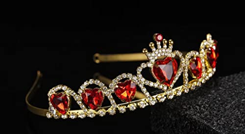 KDLCY Evie Red Heart Tiara and Necklace Descendants 3, Gold Crown Jewelry Set Queen of Hearts Eive Costume for Girls Teens Halloween Parties - Image 5