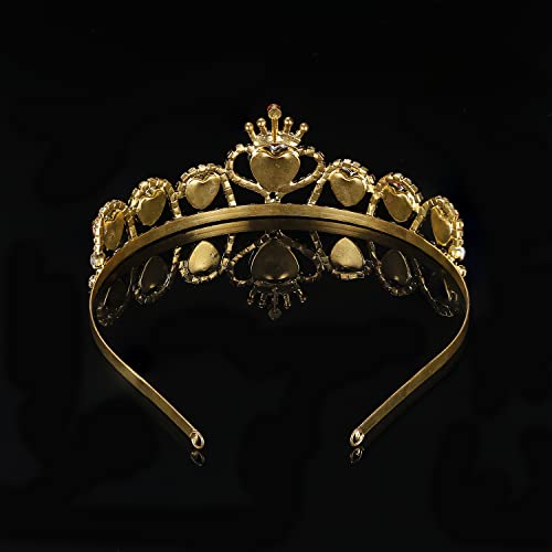 KDLCY Evie Red Heart Tiara and Necklace Descendants 3, Gold Crown Jewelry Set Queen of Hearts Eive Costume for Girls Teens Halloween Parties - Image 3