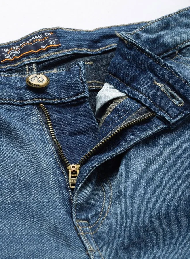 The Indian Garage Co Men Slim Fit Solid Mid-Rise Stretchable Jeans