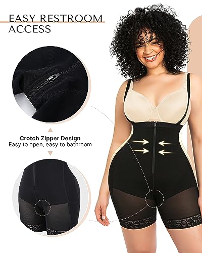 SHAPELLX شيبيلكس ملابس تشكيل للنساء للتحكم في البطن شكل كامل مشبك رفع المؤخرة فاجاس بدلة للجسم للنساء سوداء S - Image 3