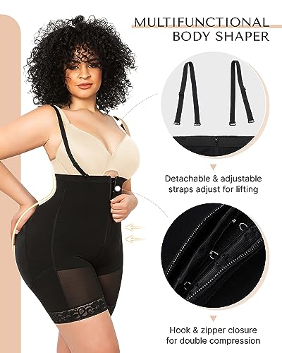 SHAPELLX شيبيلكس ملابس تشكيل للنساء للتحكم في البطن شكل كامل مشبك رفع المؤخرة فاجاس بدلة للجسم للنساء سوداء S - Image 2
