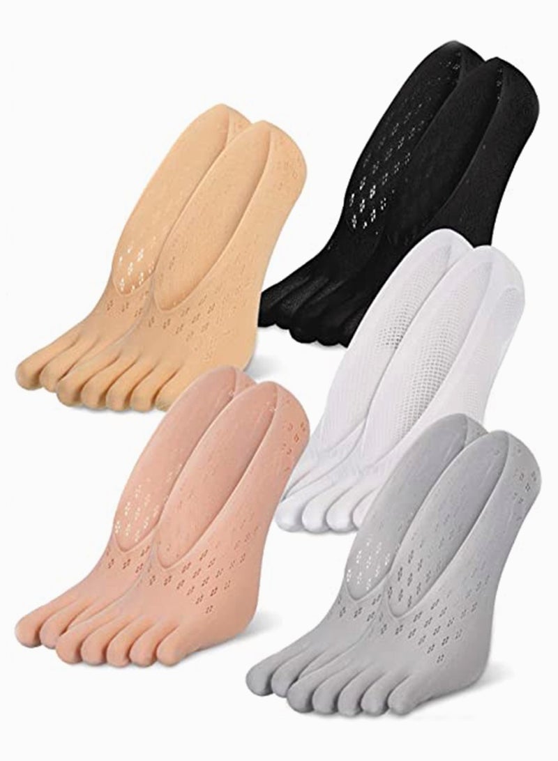 SYOSI جوارب أصابع القدم، 10 أزواج من جوارب أصابع القدم للنساء من SYOSI، جوارب أصابع القدم غير الظاهرة، جوارب نسائية بخمسة أصابع، جوارب مبطنة منخفضة القطع، جوارب غير مرئية منفصلة عن أصابع القدم، جوارب بخمسة أصابع مجوفة ذات فم ضحل - Image 1