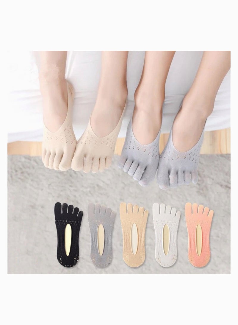 SYOSI جوارب أصابع القدم، 10 أزواج من جوارب أصابع القدم للنساء من SYOSI، جوارب أصابع القدم غير الظاهرة، جوارب نسائية بخمسة أصابع، جوارب مبطنة منخفضة القطع، جوارب غير مرئية منفصلة عن أصابع القدم، جوارب بخمسة أصابع مجوفة ذات فم ضحل - Image 2
