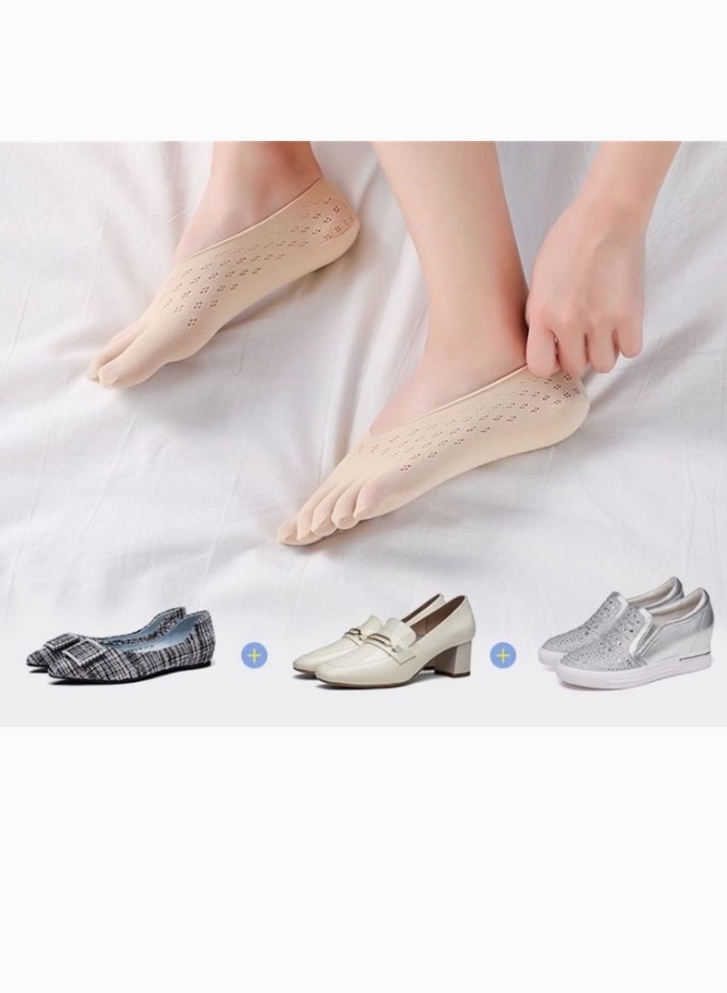 SYOSI جوارب أصابع القدم، 10 أزواج من جوارب أصابع القدم للنساء من SYOSI، جوارب أصابع القدم غير الظاهرة، جوارب نسائية بخمسة أصابع، جوارب مبطنة منخفضة القطع، جوارب غير مرئية منفصلة عن أصابع القدم، جوارب بخمسة أصابع مجوفة ذات فم ضحل - Image 5