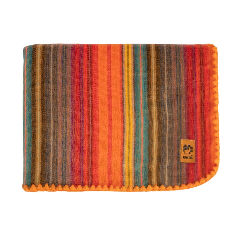 Alpaca Wool Blanket  Queen Size Bed Throw  Warm Lightweight Couch or Camp  Outdoor  87 x 64 Inches Orange