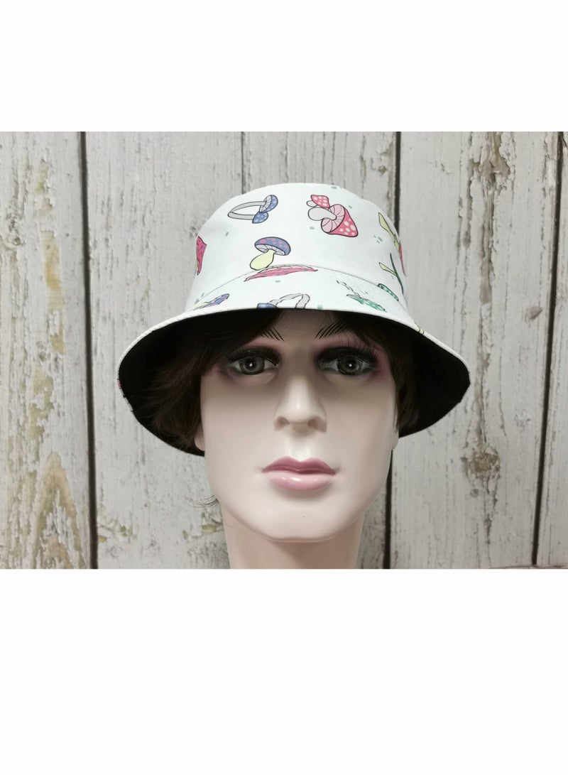 إكسفور Bucket Hat, Fashion Mushroom Pattern Hat, Reversible Summer Sun Cap for Women Men Outdoor Travel - Image 2