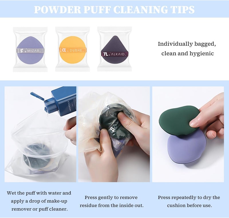 TORMEN 7 Pcs Air Cushion Makeup Sponges,Seven Star Cushion Powder Puff,Latex Free, Multi Shaped Blender Wet & Dry Beauty Tool Set,Suitable for All Cosmetics Foundation, BB Cream, Blush, Powder (Mixed) - Image 5