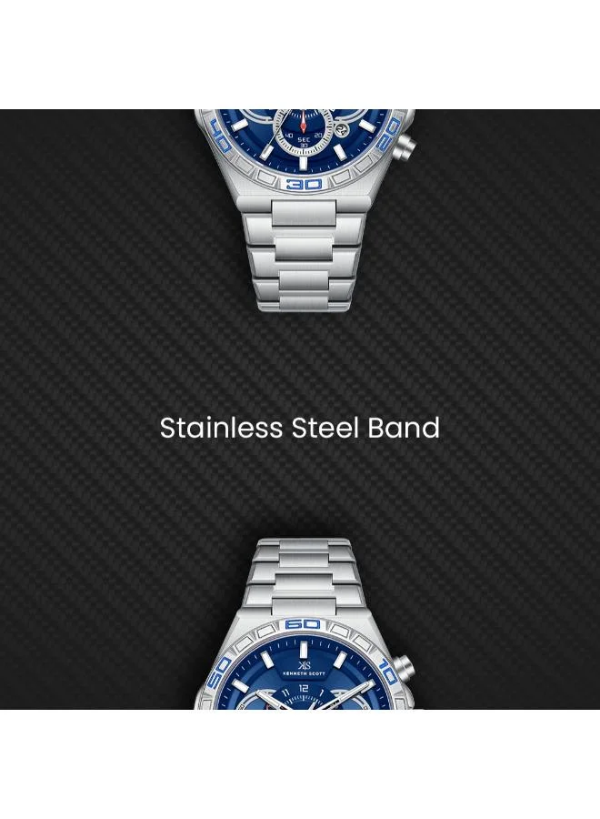 Kenneth Scott  Kenneth Scott Men's Chronograph  Blue  Dial Watch - K26101-SBSN for Men | Best Price UAE