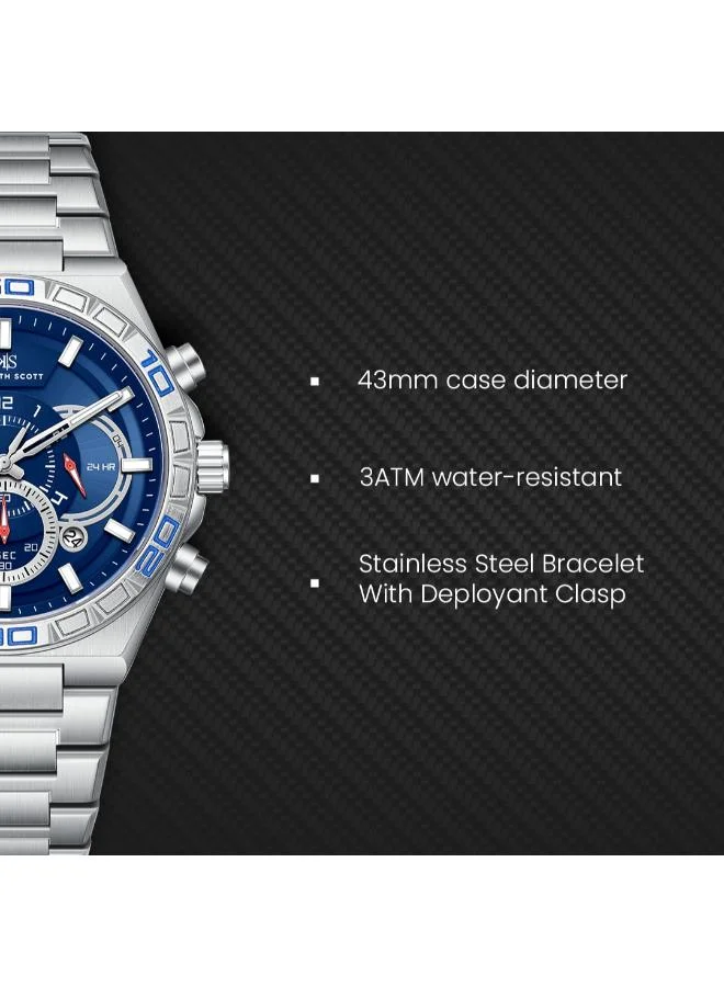 Kenneth Scott  Kenneth Scott Men's Chronograph  Blue  Dial Watch - K26101-SBSN for Men | Best Price UAE