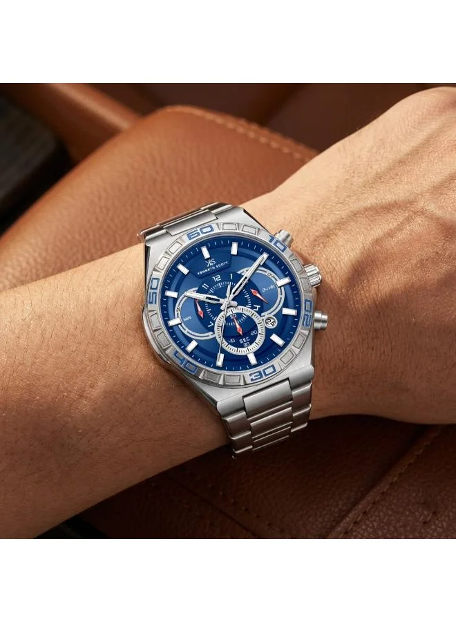 Kenneth Scott  Kenneth Scott Men's Chronograph  Blue  Dial Watch - K26101-SBSN for Men | Best Price UAE