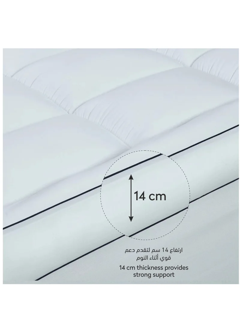 Donetella Hotel Mattress Topper King Size 180X200+14 CM And 1500 GSM With Supersoft Brushed Micrfiber Fabric (Fitted Style),White