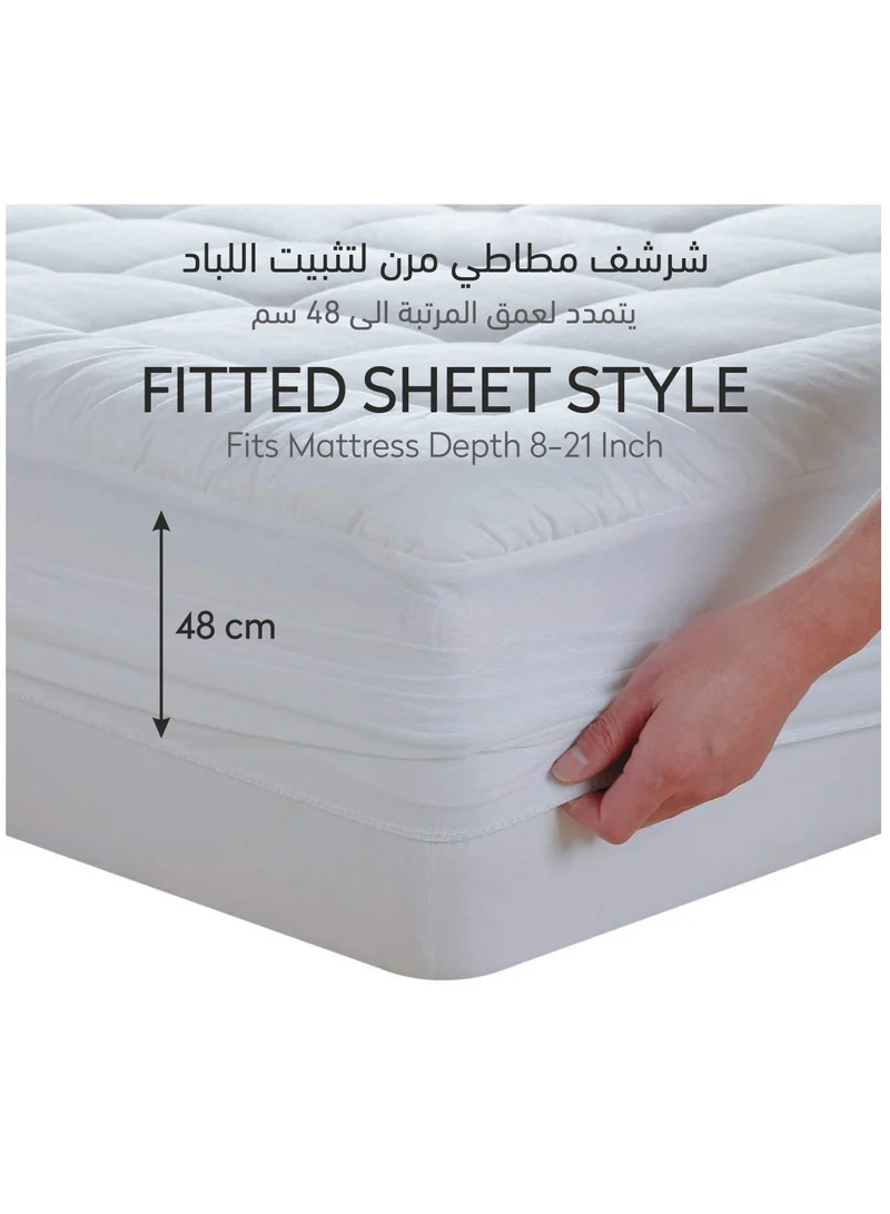 Donetella Hotel Mattress Topper King Size 180X200+14 CM And 1500 GSM With Supersoft Brushed Micrfiber Fabric (Fitted Style),White