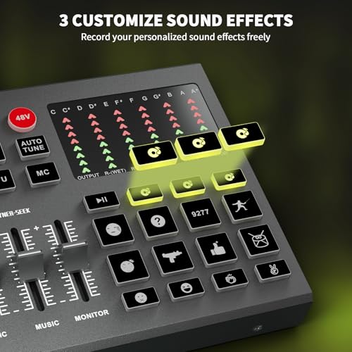 Hayner-Seek Podcast Equipment Bundle for 2, All-Metal Audio Interface DJ Mixer with Podcast Microphone,Voice Change,48V for Podcast, Streaming, TikTok, YouTube, PC, Smartphone (V1) - Image 4