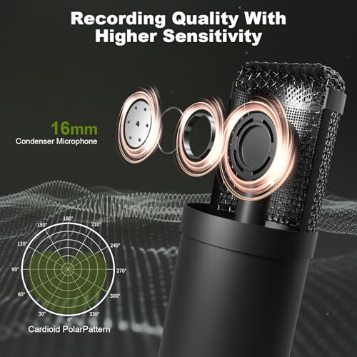 Hayner-Seek Podcast Equipment Bundle for 2, All-Metal Audio Interface DJ Mixer with Podcast Microphone,Voice Change,48V for Podcast, Streaming, TikTok, YouTube, PC, Smartphone (V1) - Image 3