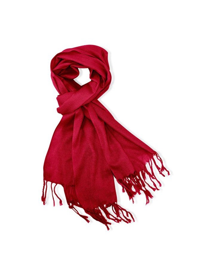 GEARONIC Soft Pashmina Scarf for Women Shawl Wrap Scarves Lady Women's Scarfs in Solid Colors - Wine Red - Image 3