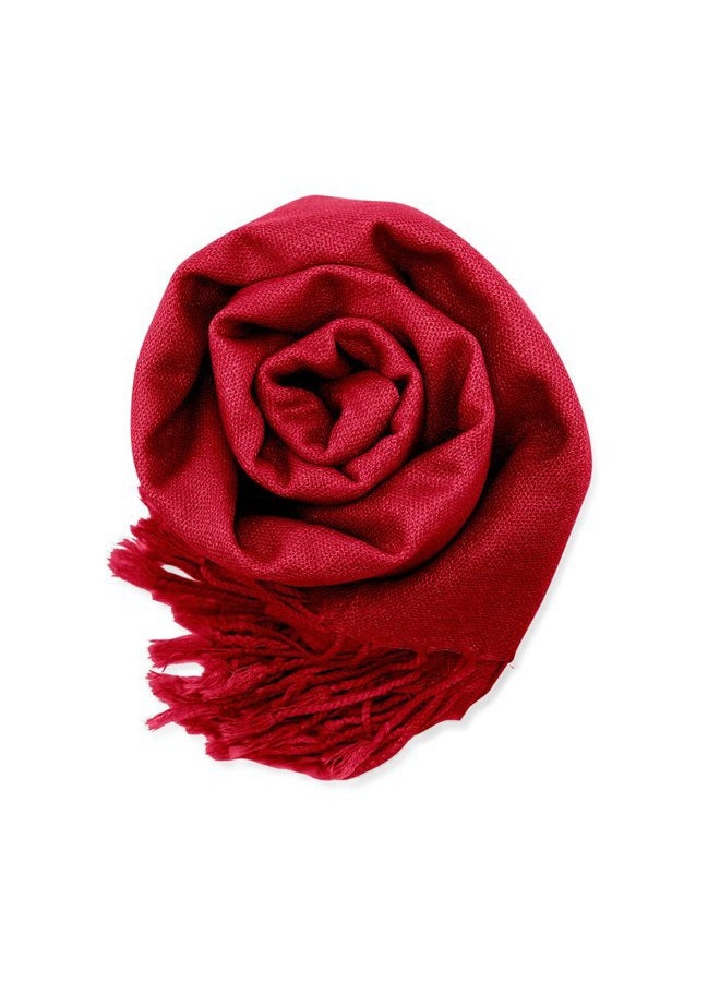 GEARONIC Soft Pashmina Scarf for Women Shawl Wrap Scarves Lady Women's Scarfs in Solid Colors - Wine Red - Image 1