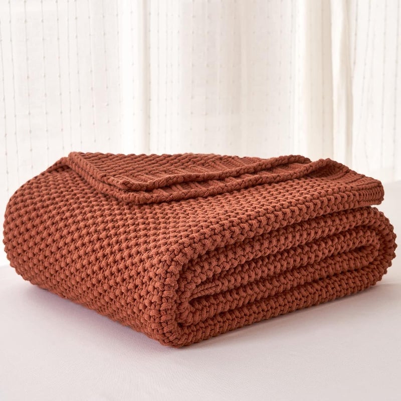 Longhui bedding لحاف منسوج بخيوط سميكة بلون بني رمادي، خفيف الوزن، من مادة القطن العضوي بنسبة 100%، مناسب للأريكة أو سرير الأطفال أو غرفة الرضع، يتناسب مع الطراز الريفي الأنيق والعصري، مقاس 51” × 63”， مع كيس للغسيل مرفق. - Image 4