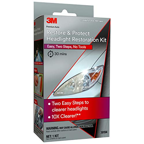 3M Auto Restore and Protect Headlight Restoration Kit, Use On Plastic Lenses, Headlights, Taillight, Fog Lights and More, Includes Sanding Discs, Headlight Clear Coat Wipes, Foam Pad and Glove (39194) - Image 2