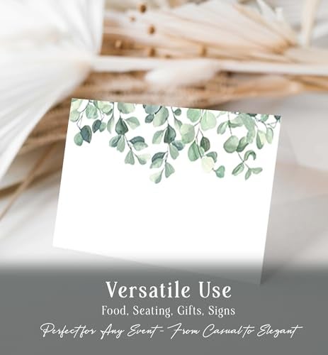 Your Main Event Prints Eucalyptus Tent Cards - Food Labels for Buffet and Decorations - Perfect for Birthdays, Baby Showers, Parties - Pack of 50 - Image 3