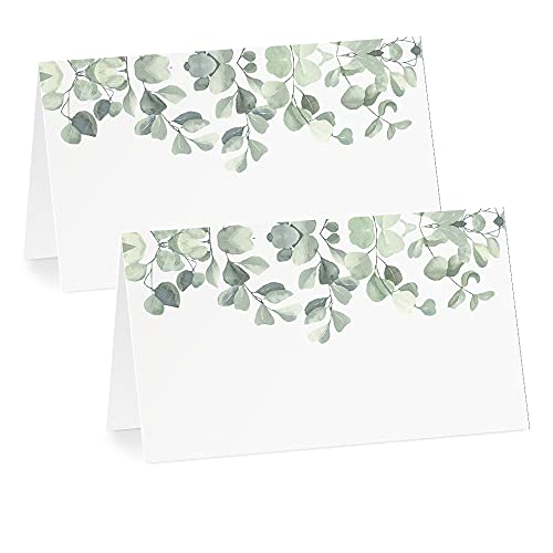 Your Main Event Prints Eucalyptus Tent Cards - Food Labels for Buffet and Decorations - Perfect for Birthdays, Baby Showers, Parties - Pack of 50 - Image 1