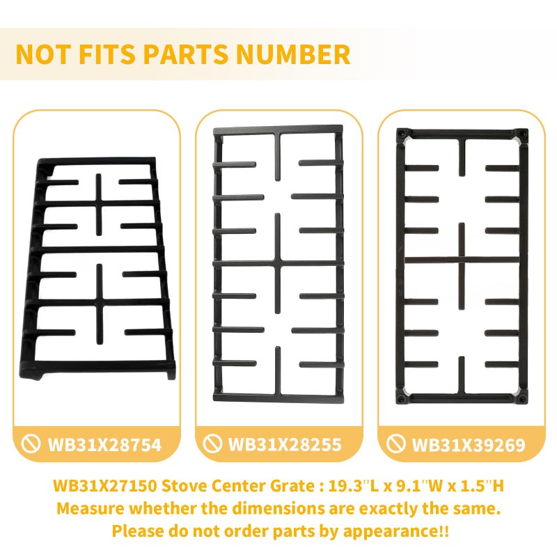 Allstare WB31X27150 Stove Center Grate Replacement for GE Stove Parts 19.3â€™â€™ x 9.1'' JXGRATE1 WB31X24737 Grate General Electric Gas Range Parts Surface Burner Grate GE Cast Iron Rack (Not JXGRATE2 JXGRILL2) - Image 3
