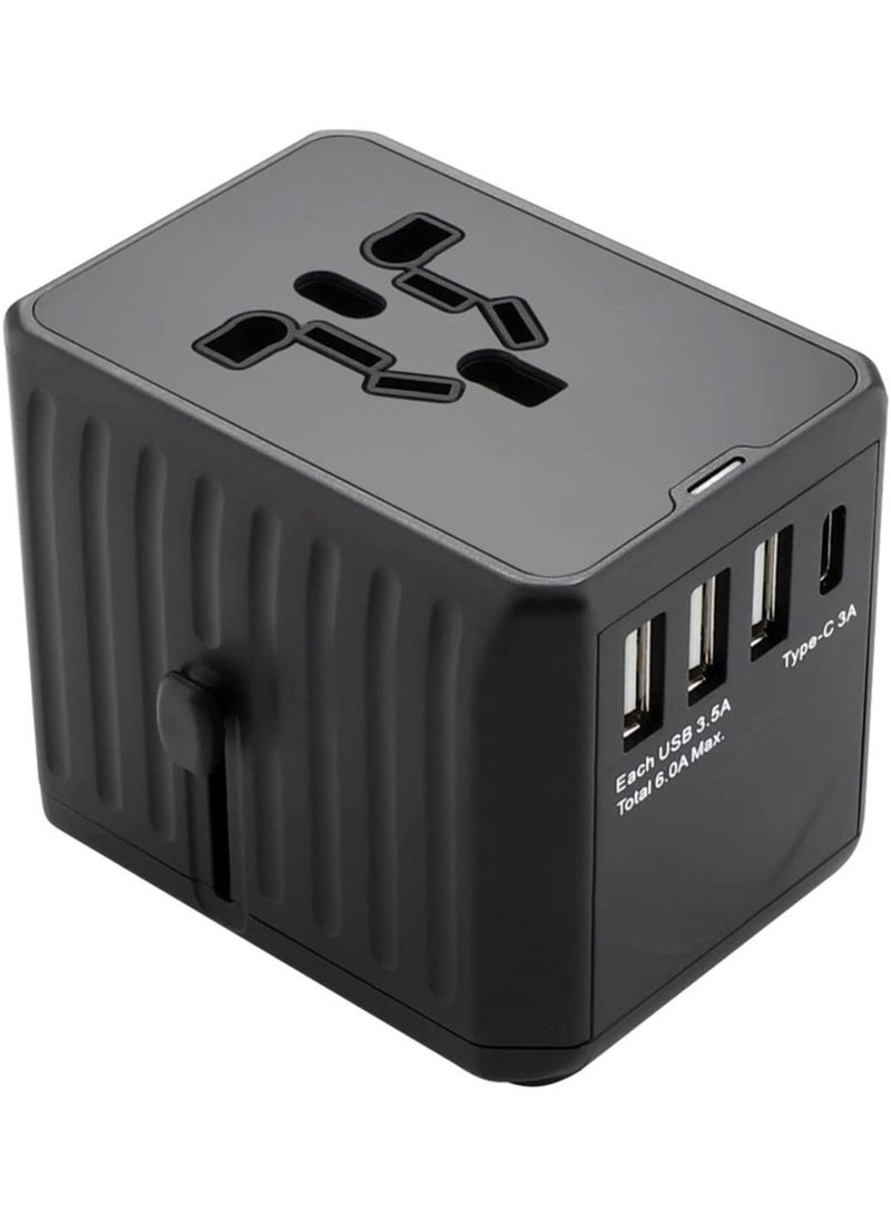 Multi-Function Power Adapter for Travel, International Power Conversion Connector, 3Type-A & 1Type-C,4USB Interface, Universal Standard in Uk, Usa, Australia and Europe, Etc (Black) - Image 2