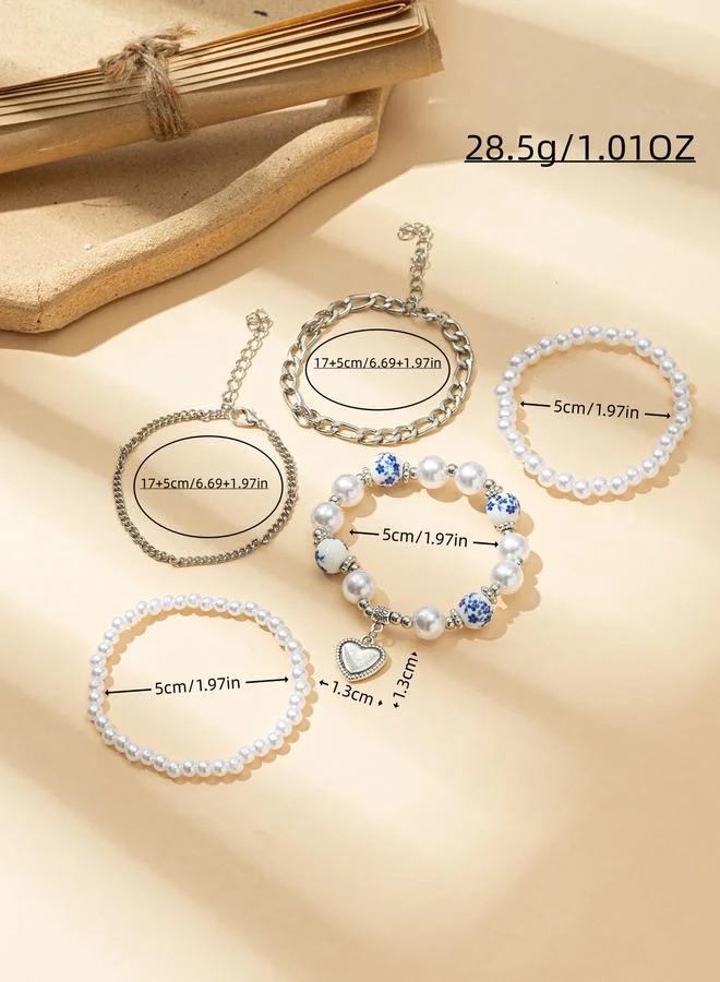 Take Two  Pack of 5 - Beaded and Chain Bracelet for Women | Best Price UAE
