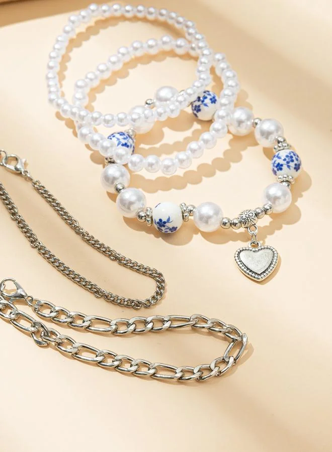 Take Two  Pack of 5 - Beaded and Chain Bracelet for Women | Best Price UAE