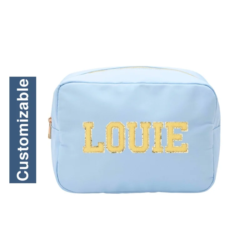 The Happy Tribe Personalised Large Pouch, Baby Blue
