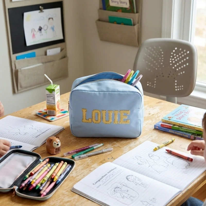 The Happy Tribe Personalised Large Pouch, Baby Blue