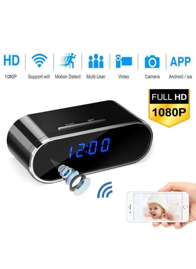 SHOPI - Wi-Fi 1MP Mini Clock Security Surveillance Camera With Rechargeable battery 128gb memory card support with night vision - Image 1