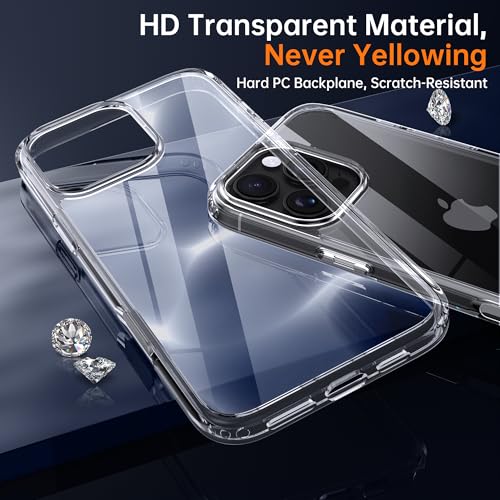 Supdeal Shockproof Clear Case for iPhone 16 Pro Max, [Camera Control Button] [10FT Military Drop Protection] Hard Clear Silicone Edge Four Corner Airbags Protection Phone Cover, 6.9", Transparent - Image 4