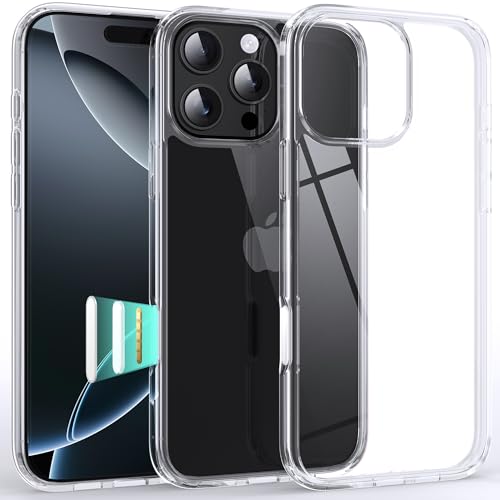 Supdeal Shockproof Clear Case for iPhone 16 Pro Max, [Camera Control Button] [10FT Military Drop Protection] Hard Clear Silicone Edge Four Corner Airbags Protection Phone Cover, 6.9", Transparent - Image 1