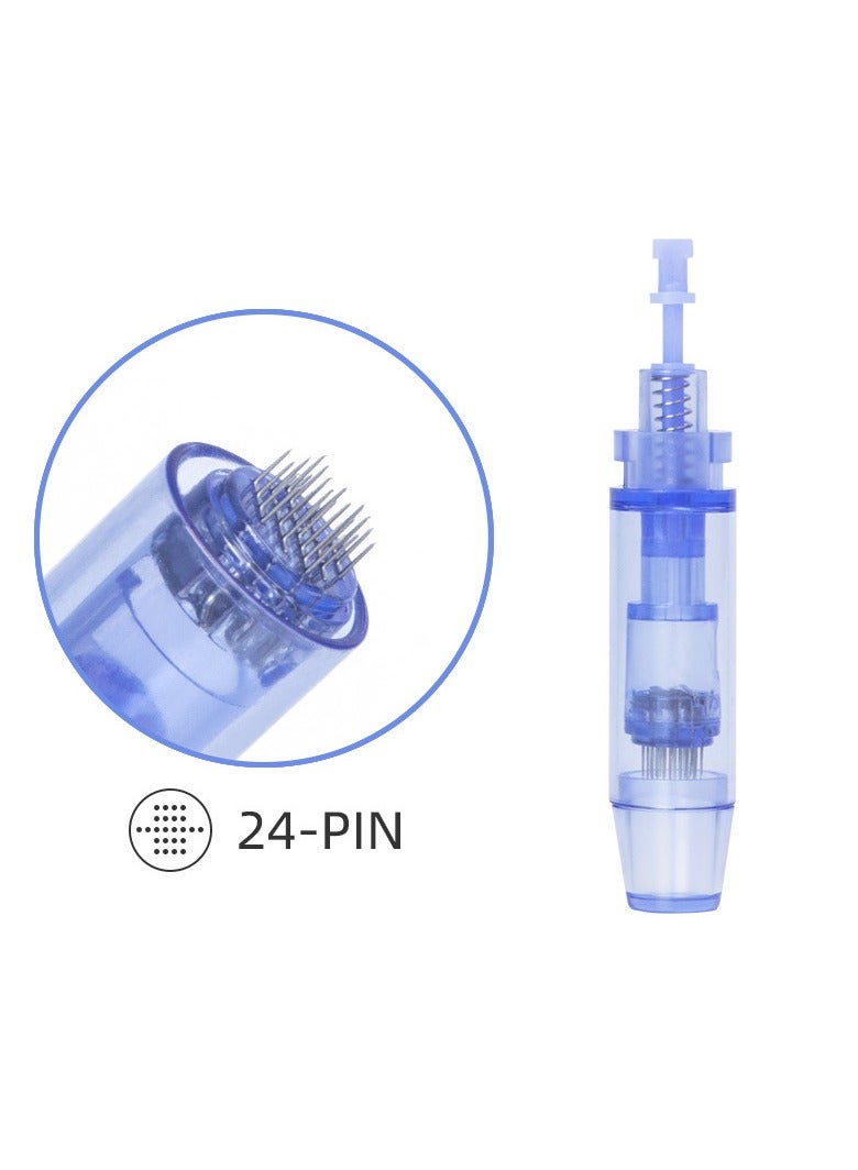 10-Piece Replaceable Cartridges Skin Derma Needles for Microneedling Pen 24 Pin Cartridge Blue - Image 1