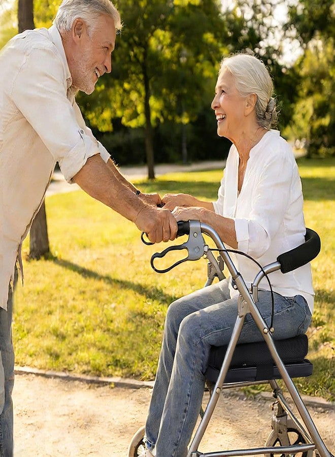 Udefineit Rollator Seat Cushion for Seniors, 12x12x3.5 in Walker Seat Cushion w/Non-Slip Bottom & Breathable Mesh Cover, Comfort Egg-Crate Cushion for Rollators/Walkers, Rollator Seats Pad with Secure Straps - Image 3