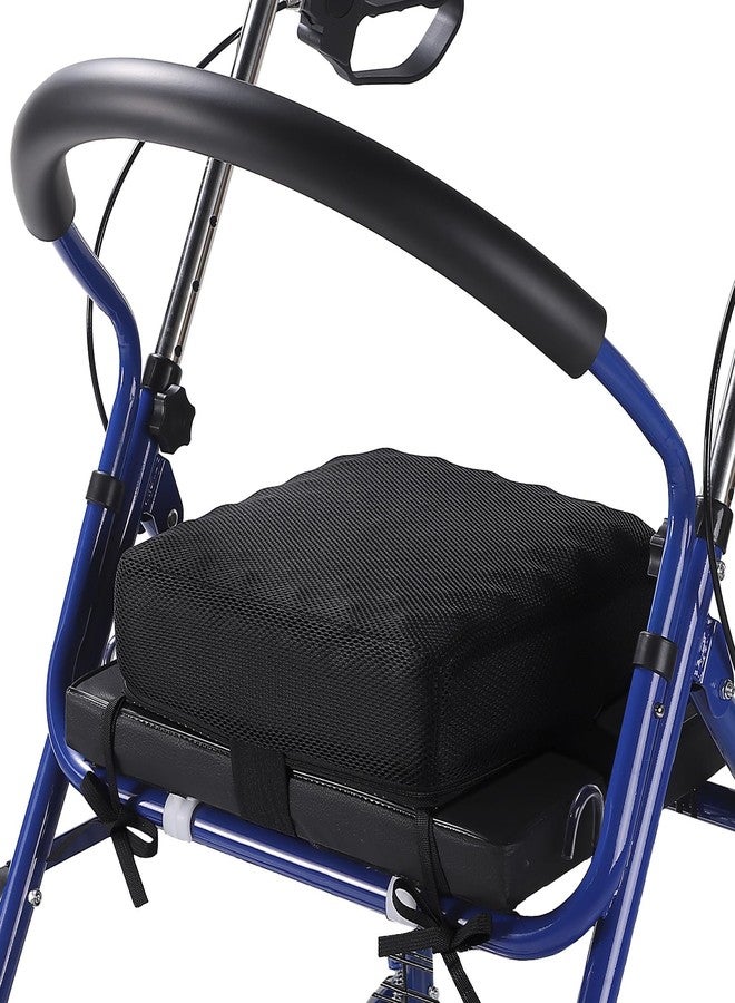 Udefineit Rollator Seat Cushion for Seniors, 12x12x3.5 in Walker Seat Cushion w/Non-Slip Bottom & Breathable Mesh Cover, Comfort Egg-Crate Cushion for Rollators/Walkers, Rollator Seats Pad with Secure Straps - Image 1