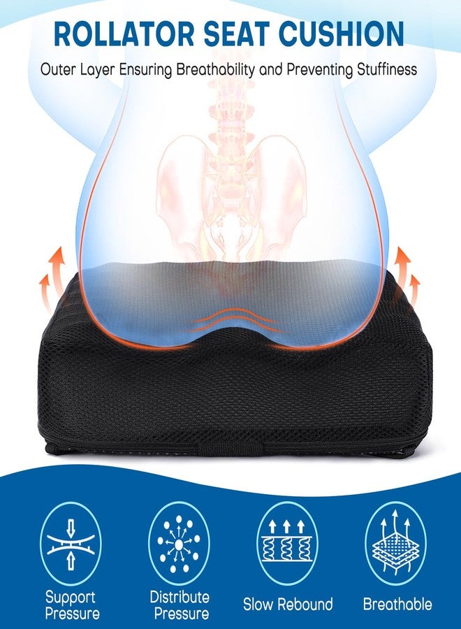 Udefineit Rollator Seat Cushion for Seniors, 12x12x3.5 in Walker Seat Cushion w/Non-Slip Bottom & Breathable Mesh Cover, Comfort Egg-Crate Cushion for Rollators/Walkers, Rollator Seats Pad with Secure Straps - Image 5