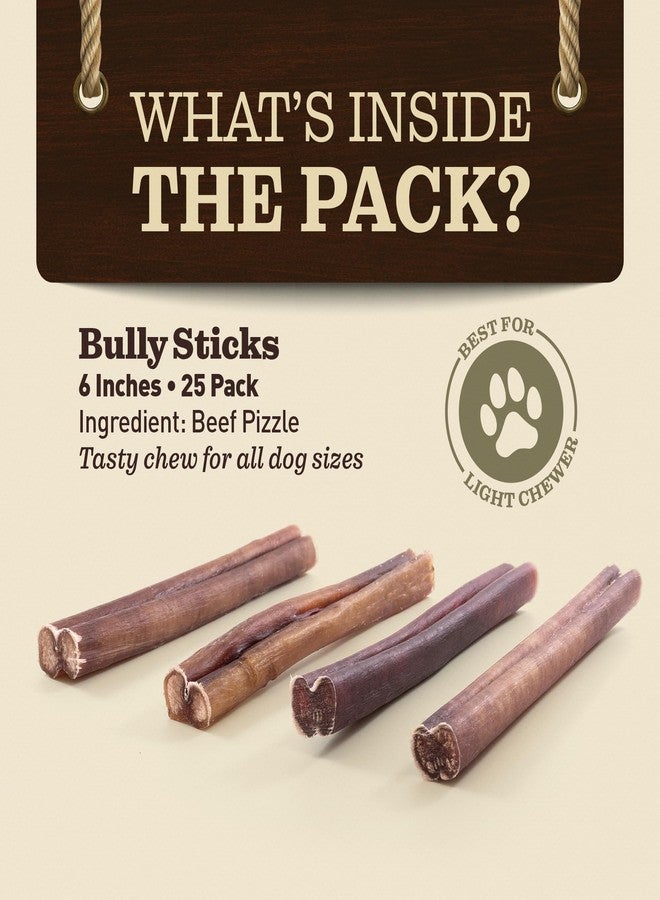 EVER FARM Odor-Free Bully Sticks (6", 25 Pack) – 100% Grass-Fed Beef Pizzle Dog Chews, Fully Digestible & Long-Lasting Dental Treats - Image 2