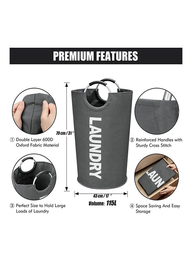 نيبمينينت سلة غسيل كبيرة قابلة للطي مزودة بمقبض رمادي داكن 79 x 43سم - Image 2