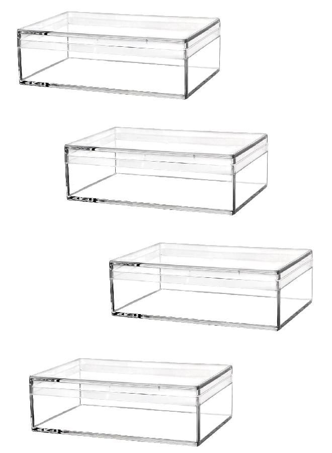 dedoot Clear Acrylic Box with Lids, 4 Pack 4.3x2.7x1 Inch Clear Acrylic Plastic Square Cube Storage Candy Box Containers for Wedding, Party, Treats, Coin, Jewelry Accessories