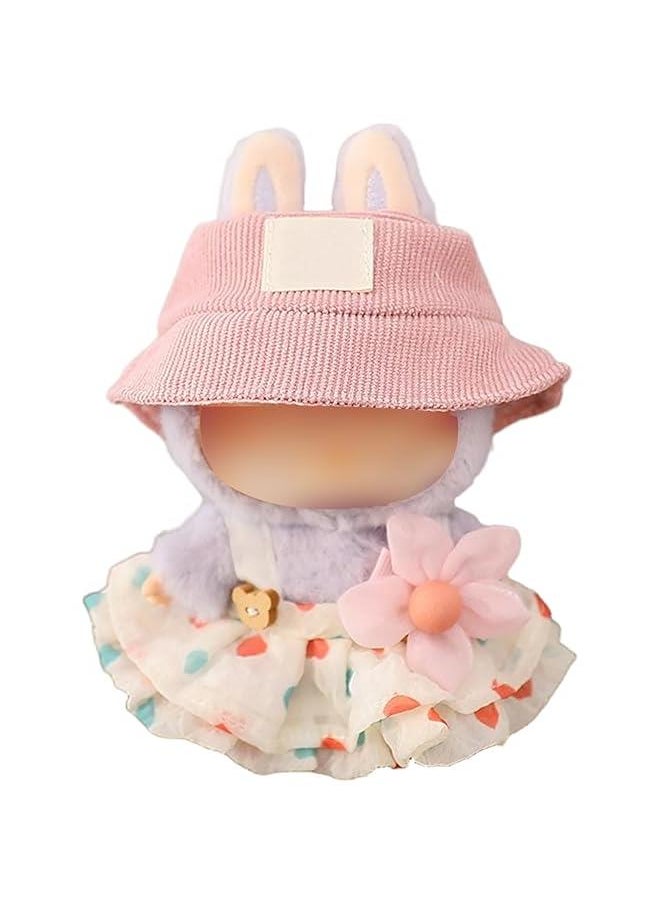 عربست ملابس لـ Labubu، طقم تنورة لدمية Labubu، ملابس قبعة تنورة مكونة من قطعتين لـ Labubu Dolls Accessories Fashion Cute Dress (ليس لديها دمية) (بيج) 