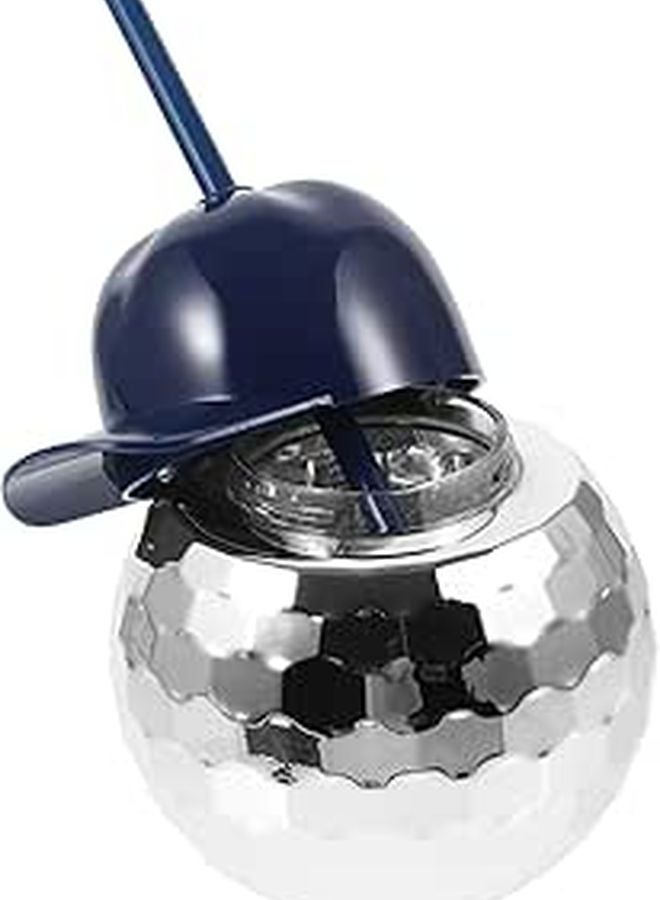 Disco Ball Drink Cup 600ml with Hat and Straw Glittering Party Tumbler for Bachelorette Cocktail Events - Image 1