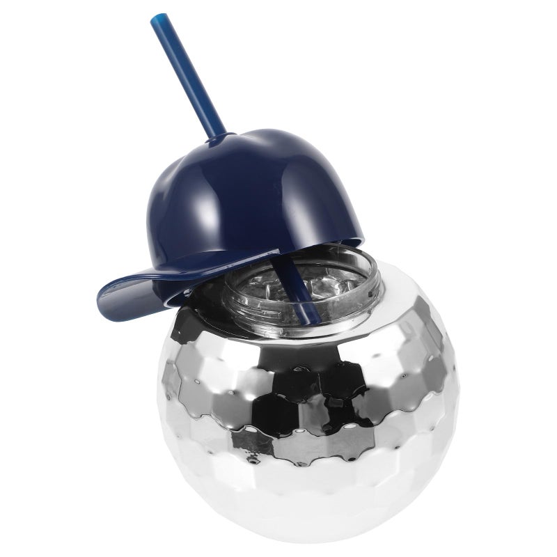Disco Ball Drink Cup 600ml with Hat and Straw Glittering Party Tumbler for Bachelorette Cocktail Events - Image 2