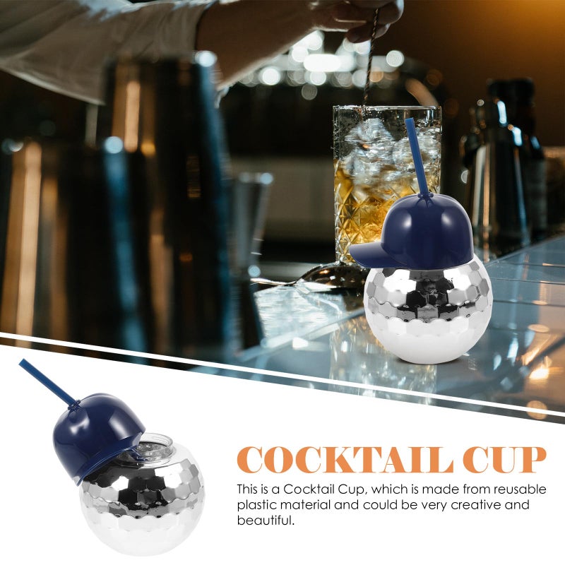 Disco Ball Drink Cup 600ml with Hat and Straw Glittering Party Tumbler for Bachelorette Cocktail Events - Image 4