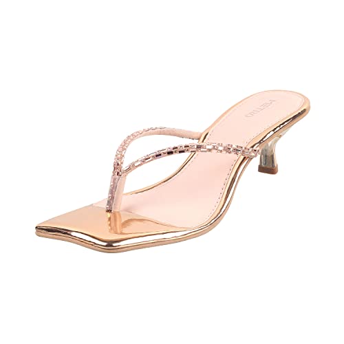 Metro Women Rose Gold Kitten Heel Sandal UK/8 EU/41 (40-77) - Image 1