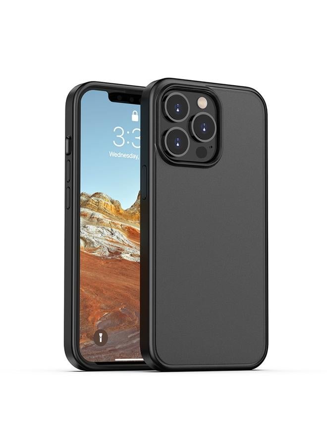 زبون جراب لهاتف iPhone 13 Pro Max مصنوع من الجلد المصقول من مادة البولي يوريثين الحراري المقاوم للصدمات مع زر ملون - Image 1