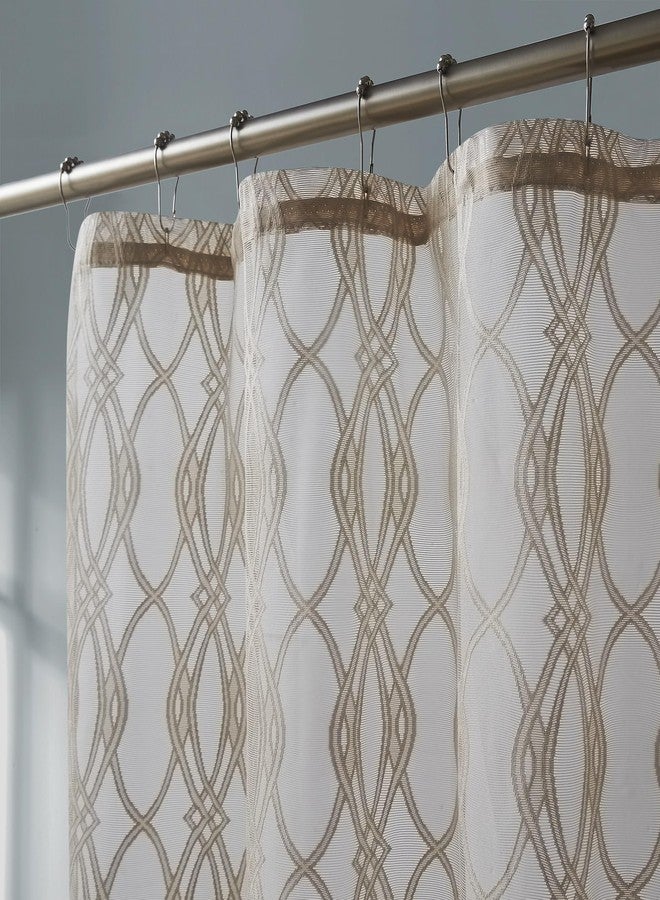 LinenZone Minimalist Shower Curtain Gold Color for Beautiful Bathroom Decor Aesthetic or Modern Bathroom Decor. 72 Inch Geometric Shower Curtain for Minimalist Decor. (Giselle Shower 72 x 72 Linen) - Image 2